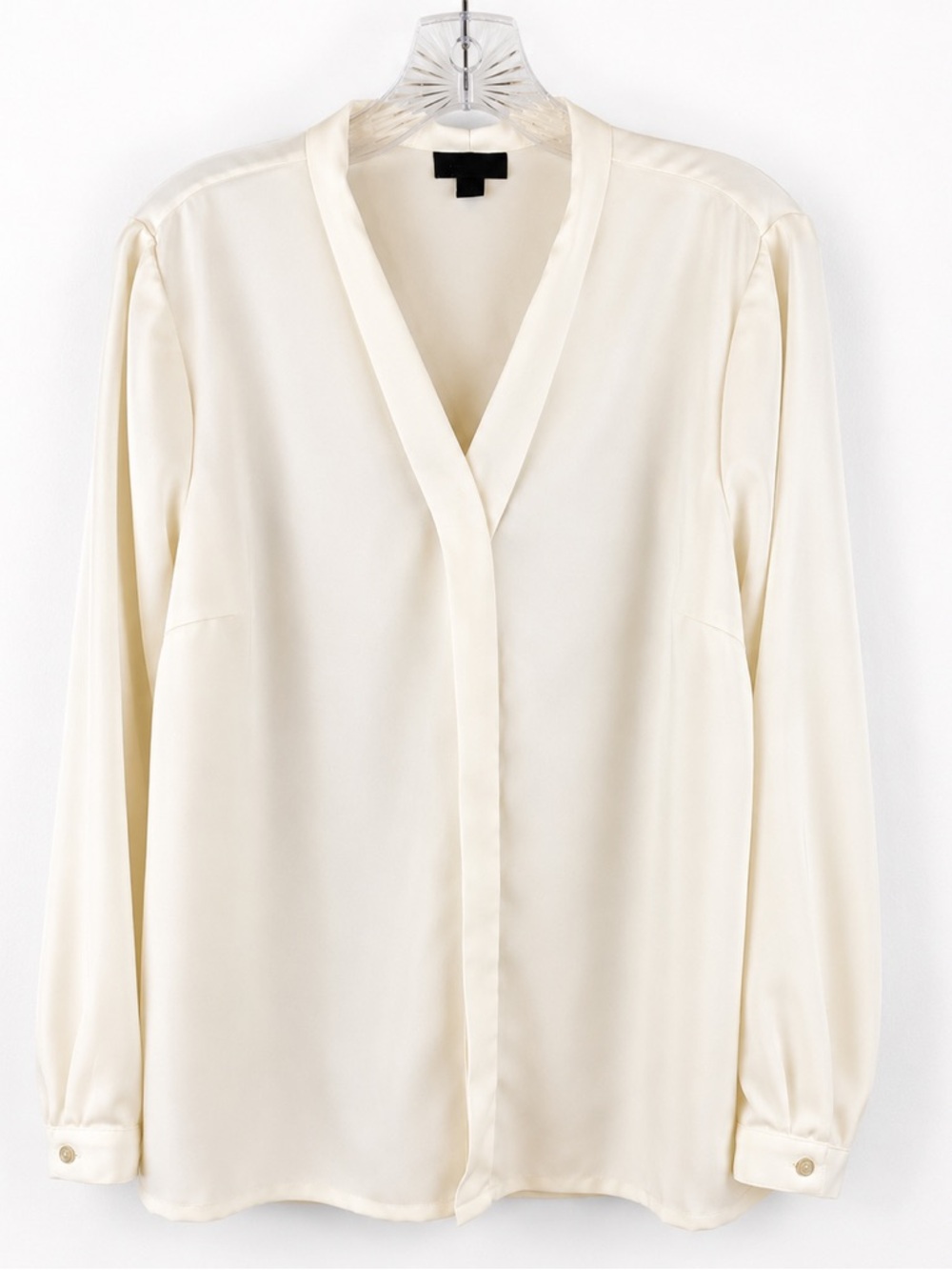 J Jill Wearever Ivory V Neck Workwear Blouse‎ Large Minimalist Career Top